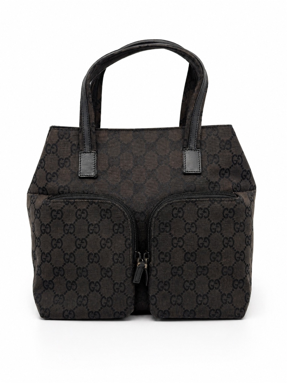 Gucci Black Monogram Canvas Dual-Pocket Tote